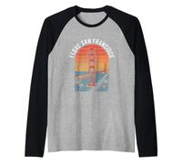 Me encanta el puente Golden Gate de San Francisco retro Camiseta Manga Raglan