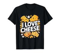 Me Encanta el Queso Divertido Amante del Queso Humor Camiseta gráfica económica, Hombre, Negro, XL