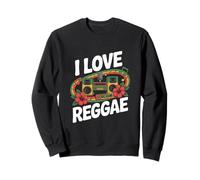 Me encanta el reggae, música vibrante, Boombox Blooms Sudadera