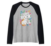 Me encanta el rock and roll Bold Guitar Vibe Camiseta Manga Raglan