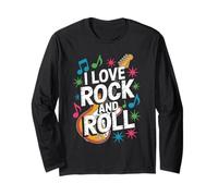 Me encanta el rock and roll Bold Guitar Vibe Manga Larga
