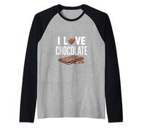Me encanta el sabor dulce de la barra de chocolate en forma de corazón Camiseta Manga Raglan