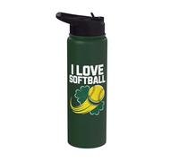Me encanta el softball Shamrock Lucky Ball Stainless Steel Insulated Water Bottle