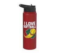 Me encanta el softball Shamrock Lucky Ball Stainless Steel Insulated Water Bottle