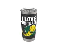 Me encanta el softball Shamrock Lucky Ball Vaso térmico de acero inoxidable de doble pared