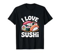 Me Encanta el Sushi Lindos Amantes de la Comida Japonesa Camiseta gráfica económica, Hombre, Negro, M