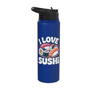 Me encanta el sushi Lindos amantes de la comida japonesa Stainless Steel Insulated Water Bottle