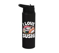 Me encanta el sushi Lindos amantes de la comida japonesa Stainless Steel Insulated Water Bottle