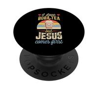 Me Encanta el té de Boba, Pero Jesús es lo Primero, Divertido Cristiano PopSockets PopGrip Adhesivo