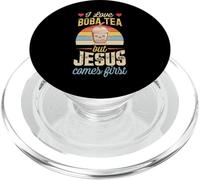 Me Encanta el té de Boba, Pero Jesús es lo Primero, Divertido Cristiano PopSockets PopGrip para MagSafe