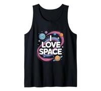 Me encanta el tema Space Cosmic Planets Galaxy Camiseta sin Mangas