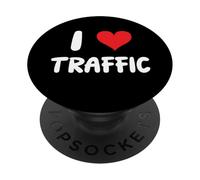 Me encanta el tráfico - Conducir Conductor Coche Camión Viaje PopSockets PopGrip Adhesivo