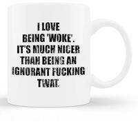 Me encanta estar despierto, es mucho mejor que ser ignorante. Tazas de café, taza de café novedosa, taza de té de cerámica con impresión de doble cara para mamá, papá, amigo, esposa, esposo, 11 oz