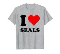 Me Encanta Focas Camiseta, Hombre, Gris Jaspeado, M
