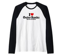 ME ENCANTA HEART THE OUTER BANKS, CAROLINA DEL NORTE, BOX Camiseta Manga Raglan