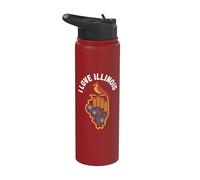 Me encanta Illinois State Bird Cardinal Stainless Steel Insulated Water Bottle