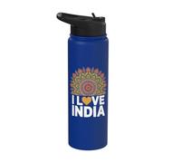 Me encanta India Mandala Heart Pride Stainless Steel Insulated Water Bottle