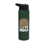Me encanta India Mandala Heart Pride Stainless Steel Insulated Water Bottle