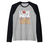 Me encanta India Taj Mahal Paisley Heritage Pride Camiseta Manga Raglan