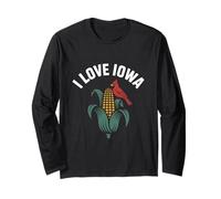 Me encanta Iowa Cardinal Corn Nostalgia Pride Manga Larga