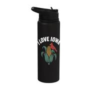Me encanta Iowa Cardinal Corn Nostalgia Pride Stainless Steel Insulated Water Bottle