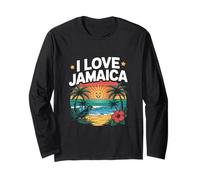 Me encanta Jamaica Beach Sunset Tropical Vibe Manga Larga