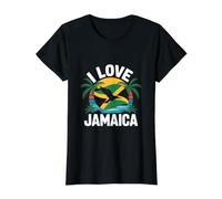 Me Encanta Jamaica Tropical Vibes Island Camiseta gráfica económica, Mujer, Negro, L