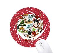 Me encanta Japón sushi ilustración Wheel mouse pad de goma roja redonda