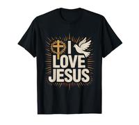 Me Encanta Jesús Faith Cross Dove Sunburst Camiseta gráfica económica