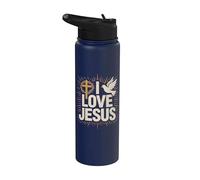 Me encanta Jesús Faith Cross Dove Sunburst Stainless Steel Insulated Water Bottle