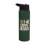 Me encanta Jesús Faith Cross Dove Sunburst Stainless Steel Insulated Water Bottle