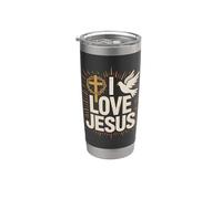 Me encanta Jesús Faith Cross Dove Sunburst Vaso térmico de acero inoxidable de doble pared