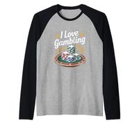 Me encanta jugar Poker Fichas Casino Diversión Camiseta Manga Raglan