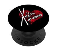 Me Encanta la batería | Banda de Rock batería percusión PopSockets PopGrip Adhesivo