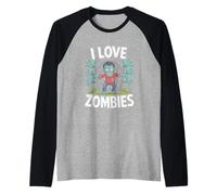 Me encanta la diversión espeluznante de los zombis en los cementerios Camiseta Manga Raglan