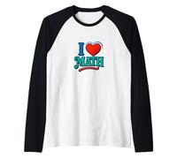 Me Encanta la ecuación matemática Humor Nerd para Profesores y Estudiantes Camiseta Manga Raglan
