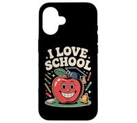 Me encanta la escuela Feliz Manzana Educación Diversión Carcasa para iPhone 16