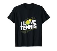 Me Encanta la expresión de pasión de los fanáticos del Tenis Camiseta gráfica económica, Hombre, Negro, S