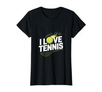 Me Encanta la expresión de pasión de los fanáticos del Tenis Camiseta gráfica económica, Mujer, Negro, S