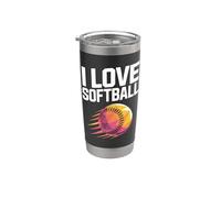 Me encanta la expresión entusiasta del softbol Vaso térmico de acero inoxidable de doble pared
