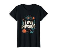 Me Encanta la física Átomo ADN Tiempo Tema Camiseta gráfica económica, Mujer, Negro, L