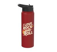 Me encanta la guitarra Rock and Roll Flame Stainless Steel Insulated Water Bottle