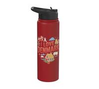 Me encanta la herencia vikinga del corazón de Dinamarca Stainless Steel Insulated Water Bottle