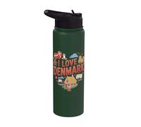 Me encanta la herencia vikinga del corazón de Dinamarca Stainless Steel Insulated Water Bottle