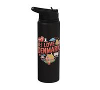 Me encanta la herencia vikinga del corazón de Dinamarca Stainless Steel Insulated Water Bottle