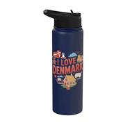 Me encanta la herencia vikinga del corazón de Dinamarca Stainless Steel Insulated Water Bottle
