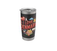 Me encanta la herencia vikinga del corazón de Dinamarca Vaso térmico de acero inoxidable de doble pared