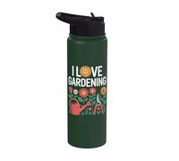 Me encanta la jardinería Girasol Floral Naturaleza Entusiasta Stainless Steel Insulated Water Bottle