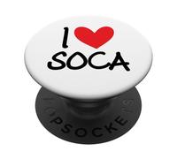 Me Encanta la música de Soca, diseño de corazón, Fiesta caribeña, Baile y Vibraciones PopSockets PopGrip Adhesivo