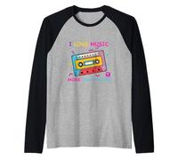 Me Encanta la música más Que a la Gente, Divertido Casete para Amantes de la música Camiseta Manga Raglan